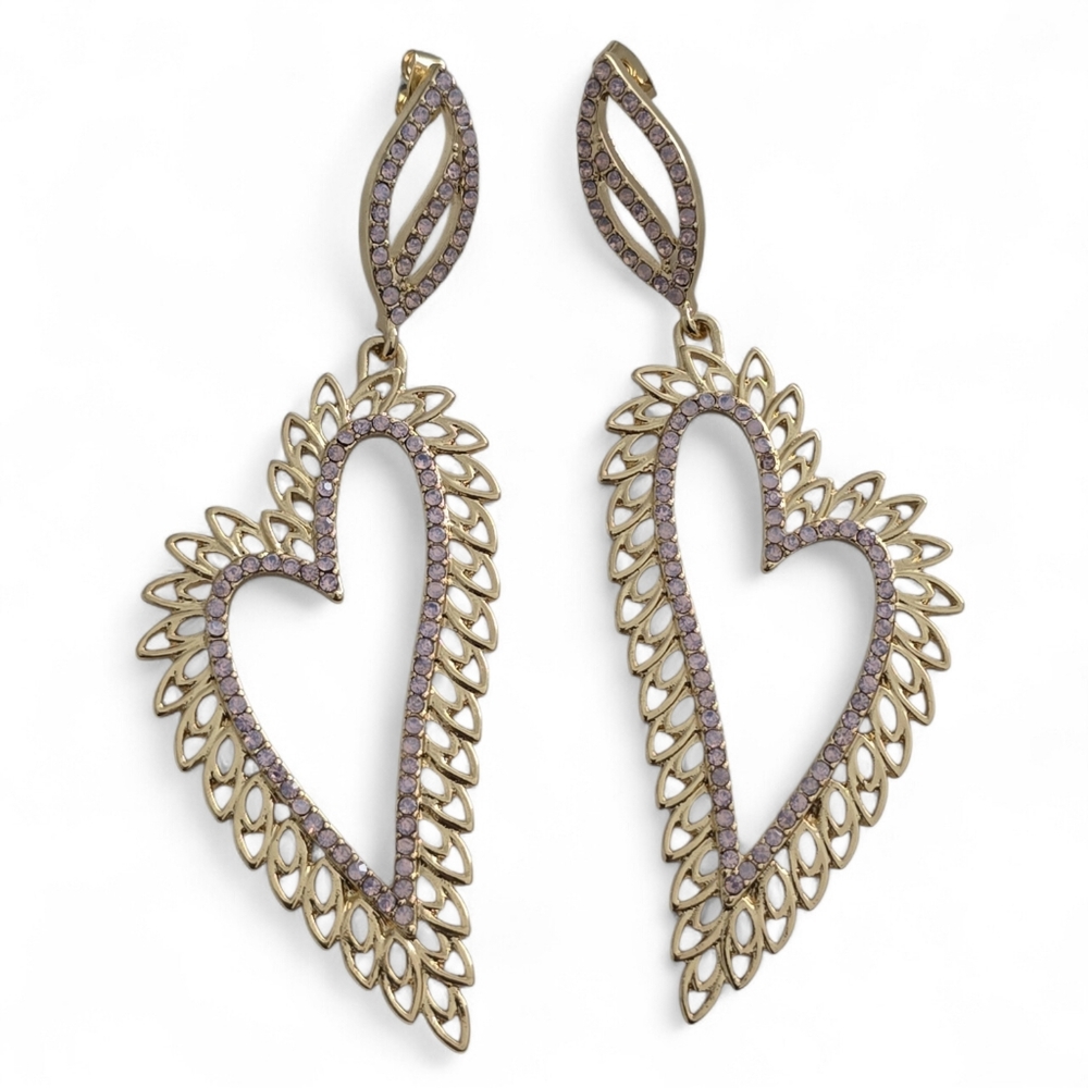 RACHEL‎ Rachel Roy Elegant Gold and Light Rhinestone Heart Earrings